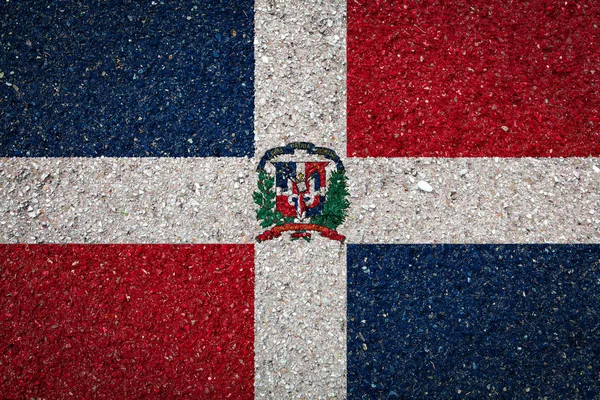 Bandera Nacional Dominicana Sobre Fondo Piedra Concepto Orgullo Nacional Símbolo — Foto de Stock