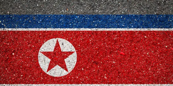 Nationale Vlag Van Noord Korea Een Stenen Achtergrond Het Concept — Stockfoto