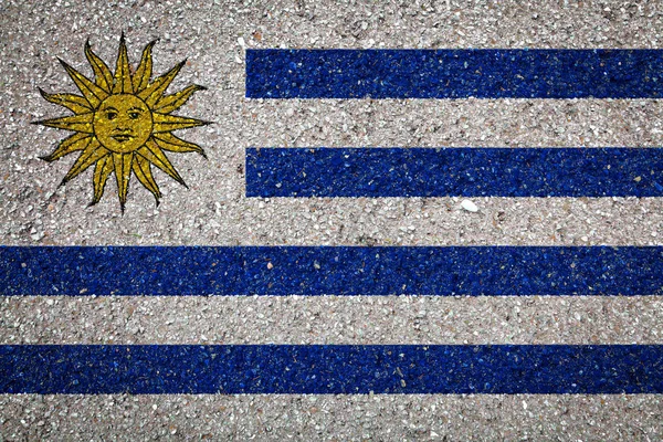 乌拉圭国旗在石头背景上 民族自豪感的概念和国家的象征 — 图库照片