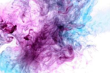 Renkli pembe ve mavi beyaz duman arka plan izole. Vap duman arka plan