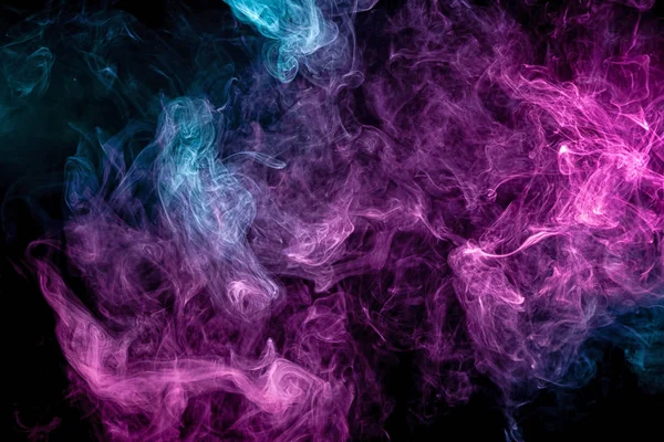 Nevoeiro Colorido Com Gel Rosa Azul Brilhante Fundo Escuro Nuvem — Fotografia de Stock