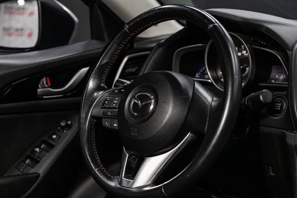 Novosibirsk Russia July 2019 Mazda Close Dashboard Speedometer Tachometer Steering — Stock Photo, Image