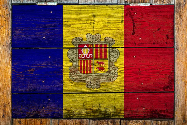 Nationella Flaggan Andorra Trä Vägg Bakgrund Begreppet Nationell Stolthet Och — Stockfoto