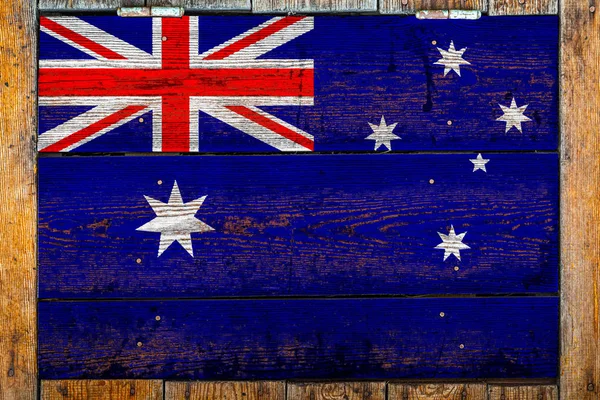 Національний Прапор Австралії Дерев Яній Стінці Фону Поняття Національної Гордості — стокове фото