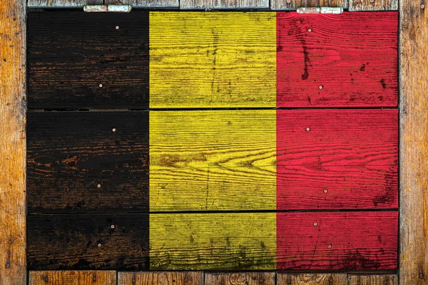 Bandeira Nacional Bélgica Fundo Parede Madeira Conceito Orgulho Nacional Símbolo — Fotografia de Stock