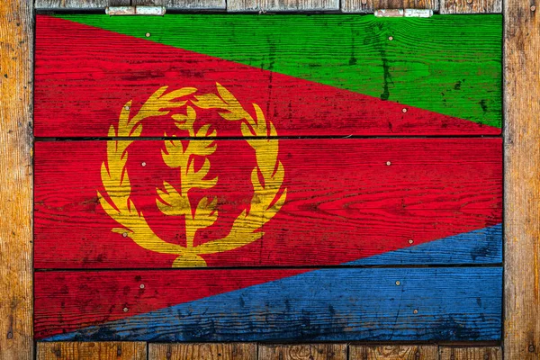 Государственный Флаг Эритреи Фоне Деревянной Стены Концепция Национальной Гордости Символ — стоковое фото