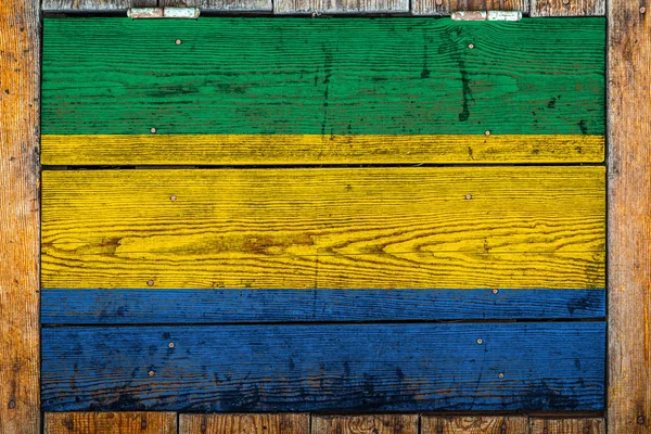 Bandeira Nacional Gabão Fundo Parede Madeira Conceito Orgulho Nacional Símbolo — Fotografia de Stock