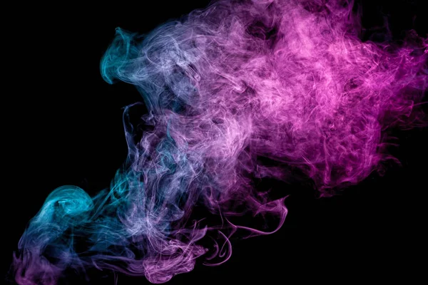 Giftige Beweging Van Kleur Blauw Roze Rook Abstract Zwarte Achtergrond — Stockfoto