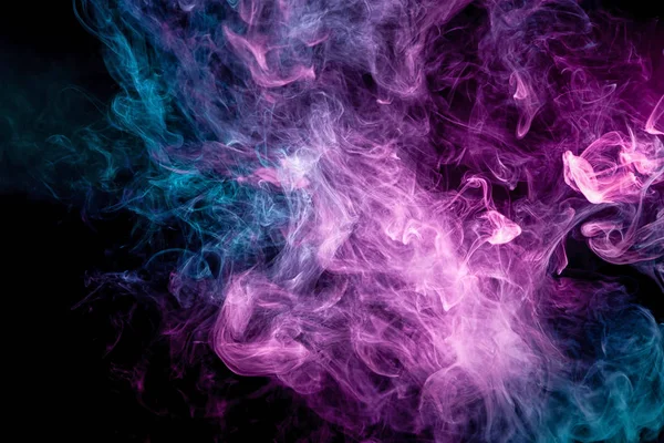 Kolorowe Różowy Niebieski Dym Czarno Białym Tle Tło Dymu Vap — Zdjęcie stockowe