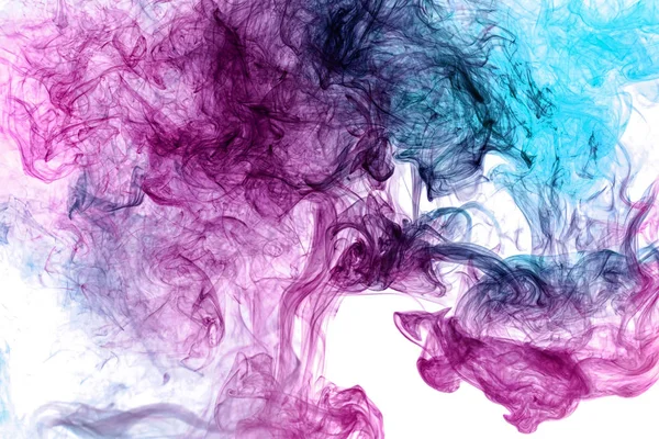 Pink Blue Cloud Smoke White Isolated Background Background Smoke Vap — Stock Photo, Image