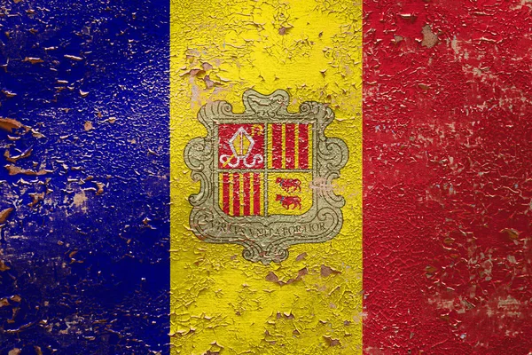 Nationell Flagga Andorra Gamla Skalning Vägg Bakgrund Begreppet Nationell Stolthet — Stockfoto