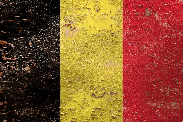 Bandera Nacional Bélgica Fondo Pared Pelado Viejo Concepto Orgullo Nacional —  Fotos de Stock