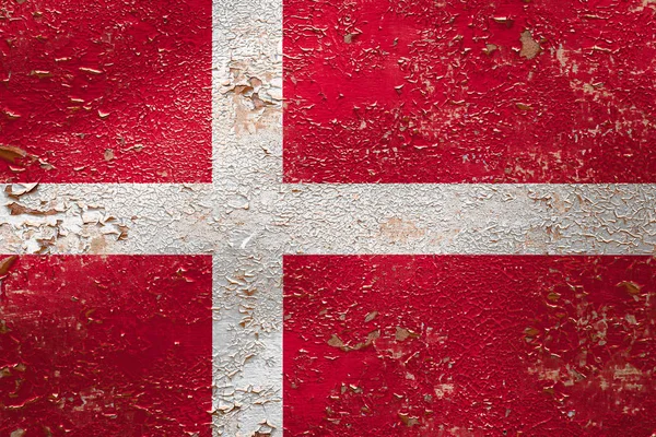 Bandera Nacional Dinamarca Fondo Pared Pelado Viejo Concepto Orgullo Nacional — Foto de Stock