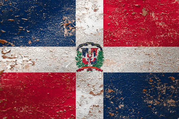 National Flag Dominicana Old Peeling Wall Background Концепція Національної Гордості — стокове фото