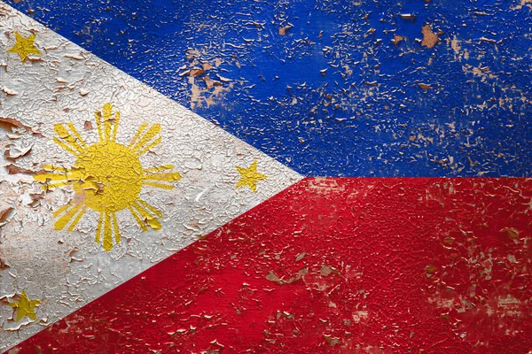 Bandera Nacional Filipinas Fondo Pared Pelado Viejo Concepto Orgullo Nacional — Foto de Stock