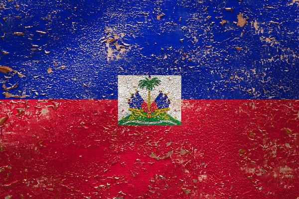 National Flag Haiti Old Peeling Wall Background Concept National Pride — Stock Photo, Image