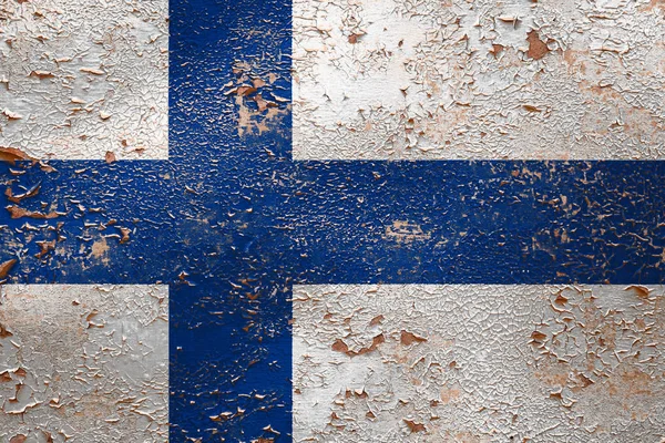 Bandera Nacional Finlandia Fondo Pared Pelado Viejo Concepto Orgullo Nacional — Foto de Stock
