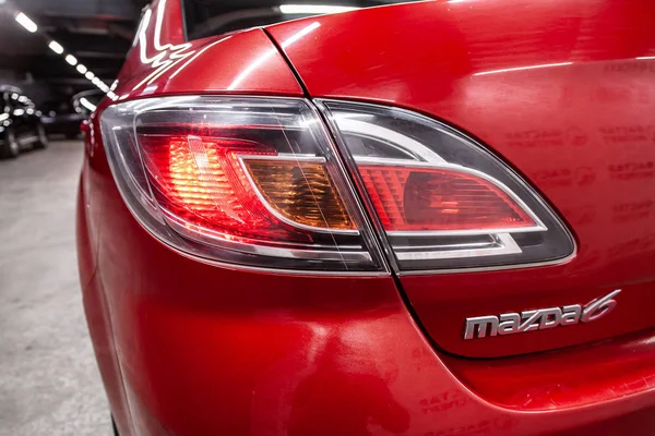 Novosibirsk Russia July 2019 Mazda Close Red Headlight Bumper Photography — Stock Photo, Image