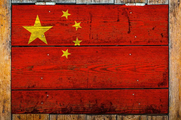 National Flag China Wooden Wall Background Concept National Pride Symbol — Stock Photo, Image