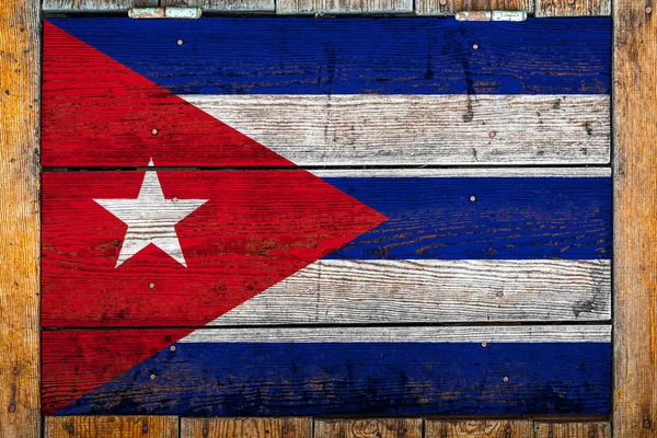 Bandeira Nacional Cuba Fundo Parede Madeira Conceito Orgulho Nacional Símbolo — Fotografia de Stock