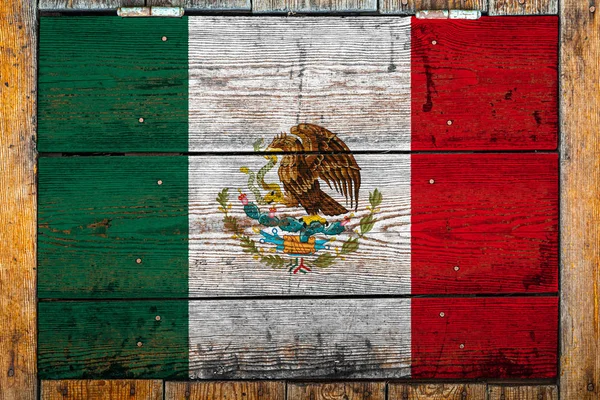 Bandera Nacional México Fondo Pared Madera Concepto Orgullo Nacional Símbolo —  Fotos de Stock