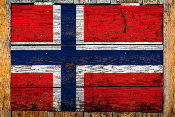 Bandeira Nacional Noruega Fundo Parede Madeira Conceito Orgulho Nacional Símbolo — Fotografia de Stock