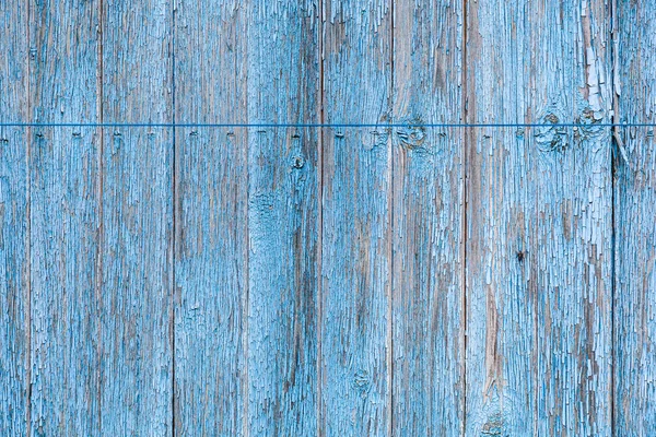 Close Uma Parede Madeira Azul Pintada Por Muito Tempo Tinta — Fotografia de Stock
