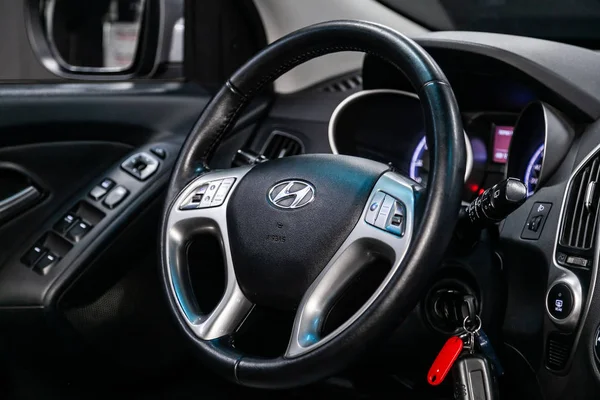Nowosybirsk Rosja Lipca 2019 Hyundai Ix35 Zbliżenie Deski Rozdzielczej Prędkościomierza — Zdjęcie stockowe