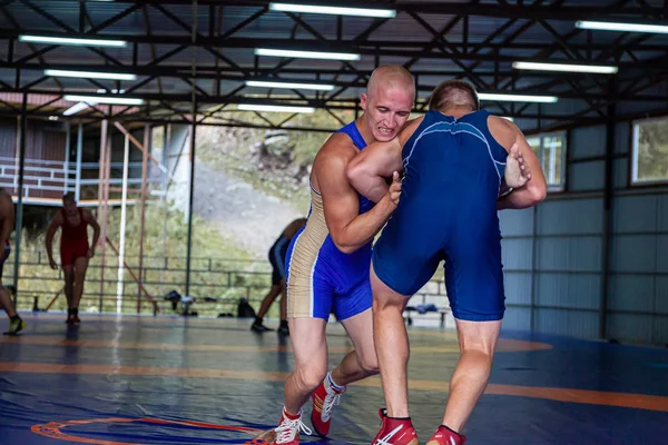 Altai Russia August 2019 Two Young Men Wrestling Tights Wrestlng — Stock Photo, Image