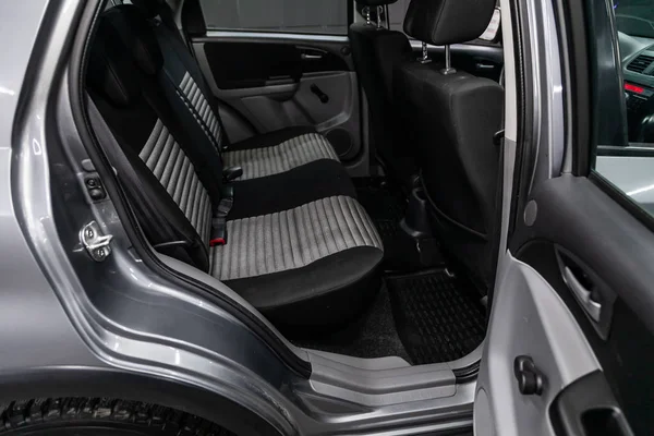 Novosibirsk Rusland Juli 2019 Suzuki Sx4 Zwart Grijs Interieur Design — Stockfoto