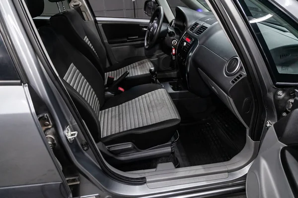 Novosibirsk Rusland Juli 2019 Suzuki Sx4 Zwarte Luxe Auto Interieur — Stockfoto