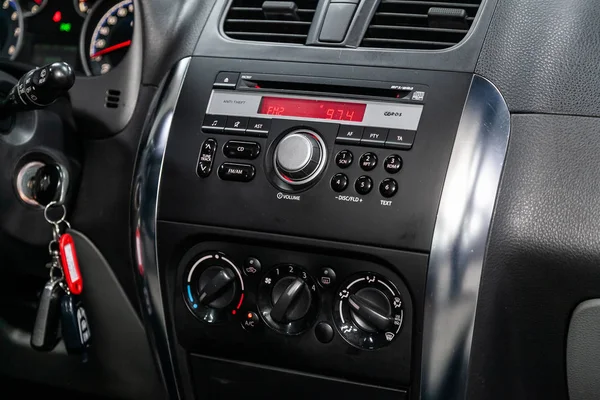 Novosibirsk Rusland Juli 2019 Suzuki Sx4 Moderne Zwarte Auto Interieur — Stockfoto