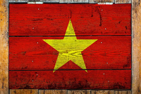 Bendera Nasional Vietnam Pada Dinding Kayu Background Konsep Kebanggaan Nasional — Stok Foto