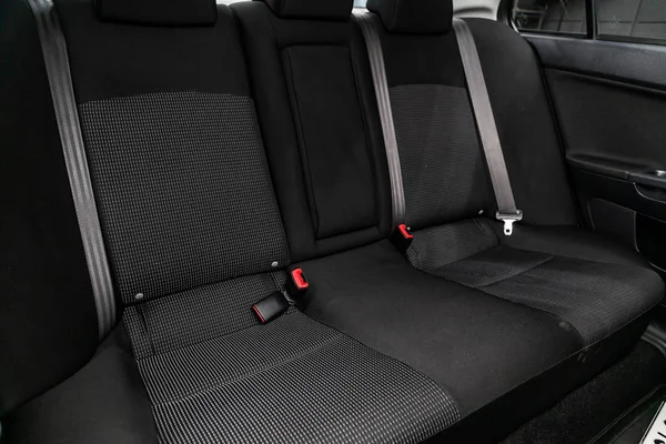 Novosibirsk Rusia Agosto 2019 Mitsubishi Lancer Diseño Interior Negro Asientos —  Fotos de Stock