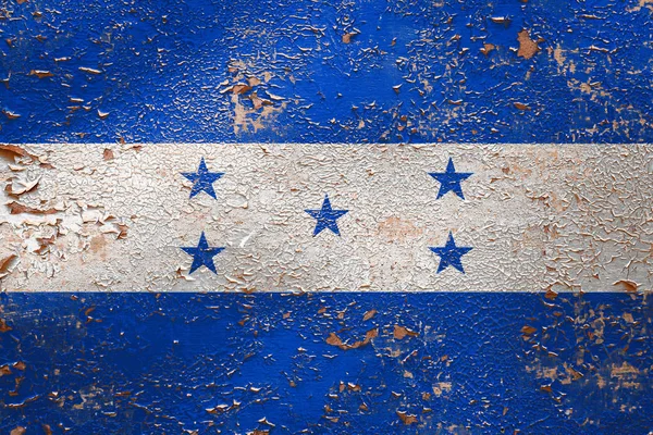 Εθνική Σημαία Της Ονδούρας Παλιό Τοίχο Ξεφλούδισμα Φόντο Έννοια Της — Φωτογραφία Αρχείου