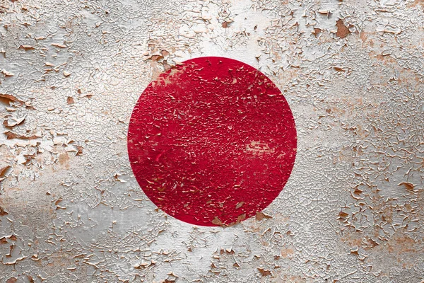 Národní Vlajka Japonska Starém Pozadí Peelingových Stěn Koncept Národní Hrdosti — Stock fotografie