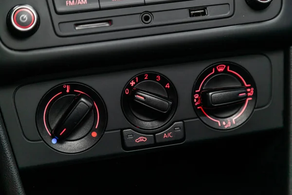 Modern Black Car Interior Climat Control View Air Conditioning Button — Stock Photo, Image