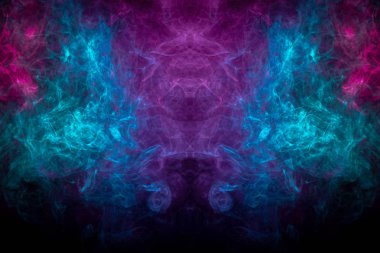 Koyu izole arka plan üzerinde korku canavarı şeklinde desen pembe ve mavi Duman. Korkunç ve gizemli sembol