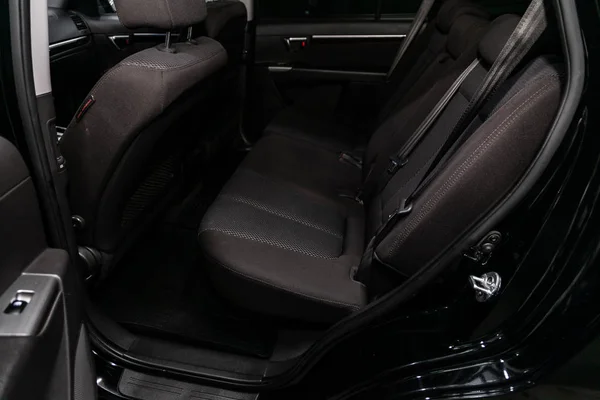 Novosibirsk Rusia Agosto 2019 Hyundai Santa Diseño Interior Negro Asientos —  Fotos de Stock