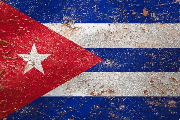 Bandera Nacional Cuba Sobre Viejo Muro Descascarillado Concepto Orgullo Nacional — Foto de Stock