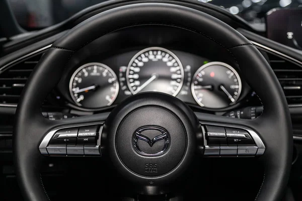 Novosibirsk Rusland Augustus 2019 Mazda Close Van Het Dashboard Snelheidsmeter — Stockfoto