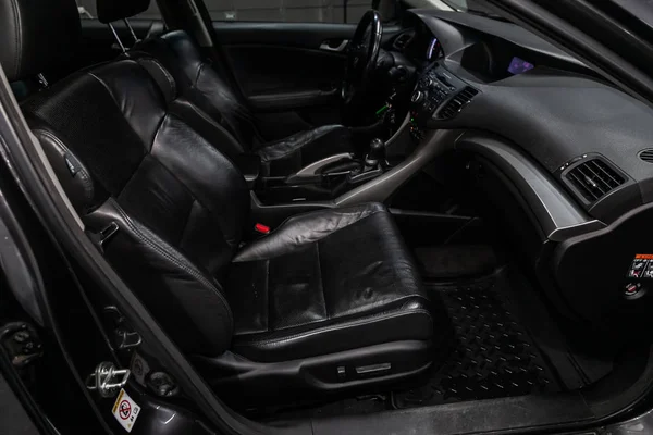 Novosibirsk Rusia Agosto 2019 Honda Accord Black Luxury Car Interior —  Fotos de Stock