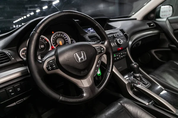 Novosibirsk Russia August 2019 Honda Accord Black Luxury Car Interior — Stock Photo, Image