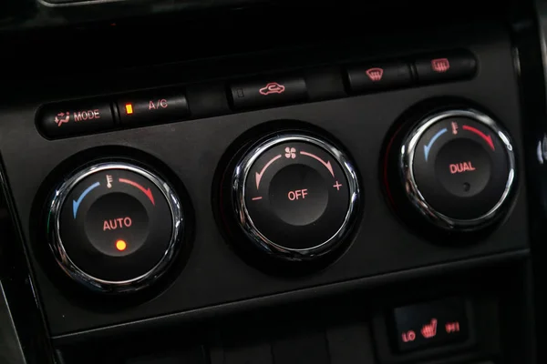 Modern Black Car Interior Climat Control View Air Conditioning Button — Stock Photo, Image