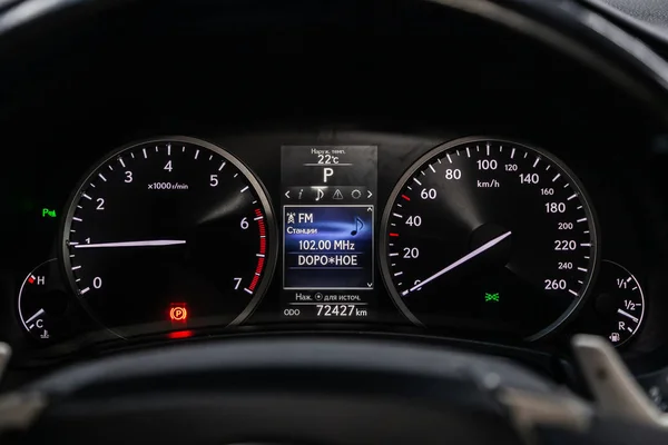 Novosibirsk Russia August 2019 Lexus Nx200T Close Dashboard Speedometer Tachometer — Stock Photo, Image