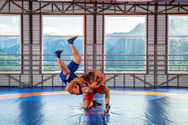 Entrenamiento de lucha grecorromana, forcejeo — Foto de Stock