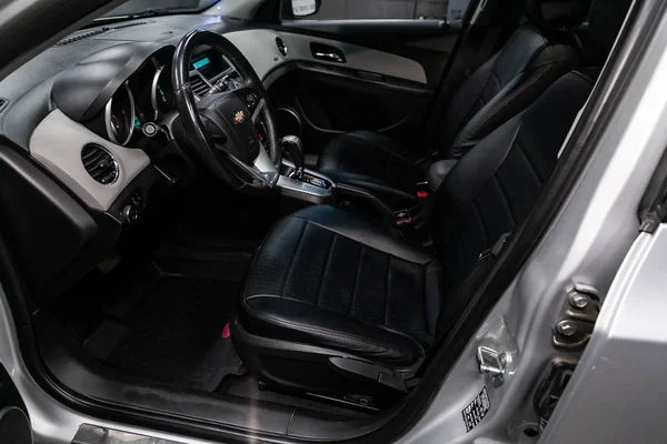 Novosibirsk Oroszország Augusztus 2019 Chevrolet Cruze Black Luxus Autó Belső — Stock Fotó