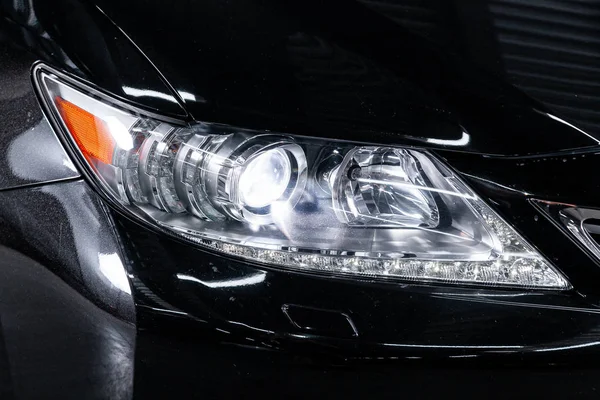 Novosibirsk Rusia Agosto 2019 Lexus Es300 Black Car Headlights Detalle — Foto de Stock
