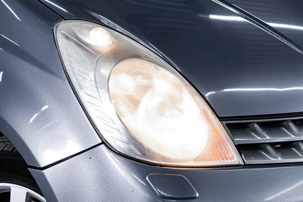 Yelllow Auto Koplampen Exterieur Detail Close Detail Een Van Led — Stockfoto