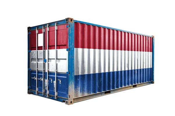 Концепція Нідерландського Експортно Імпортних Контейнерних Перевезень Національної Доставки Вантажів Перевезення — стокове фото
